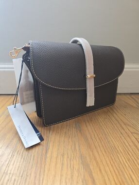 Dooney & Bourke Dark Brown Pebbled Leather Crossbody with Strap